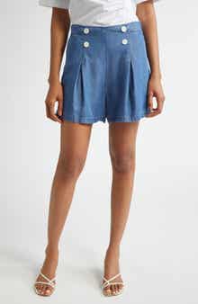 Derek Lam 10 Crosby Milie Pleated Denim Shorts