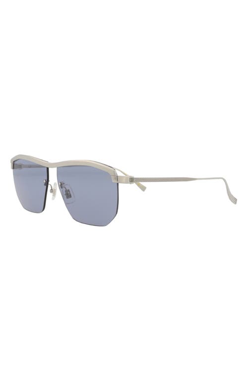 Dunhill 62mm Browline Sunglasses In Silver Silver Light Blue