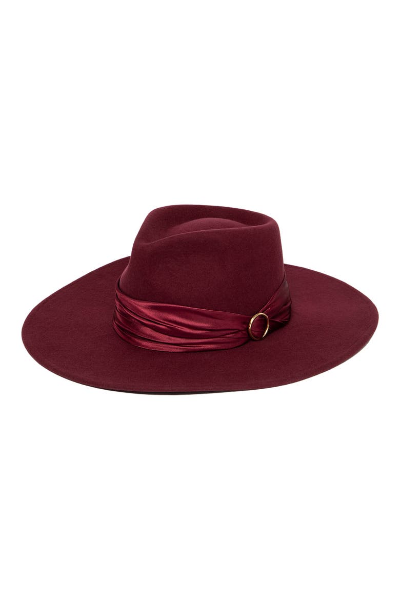 Satin Ribbon Fedora, Main, color, RED