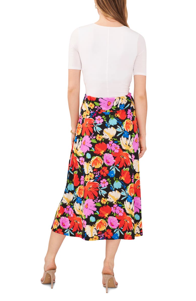 Chaus Floral Pull-On A-Line Skirt, Alternate, color, Black