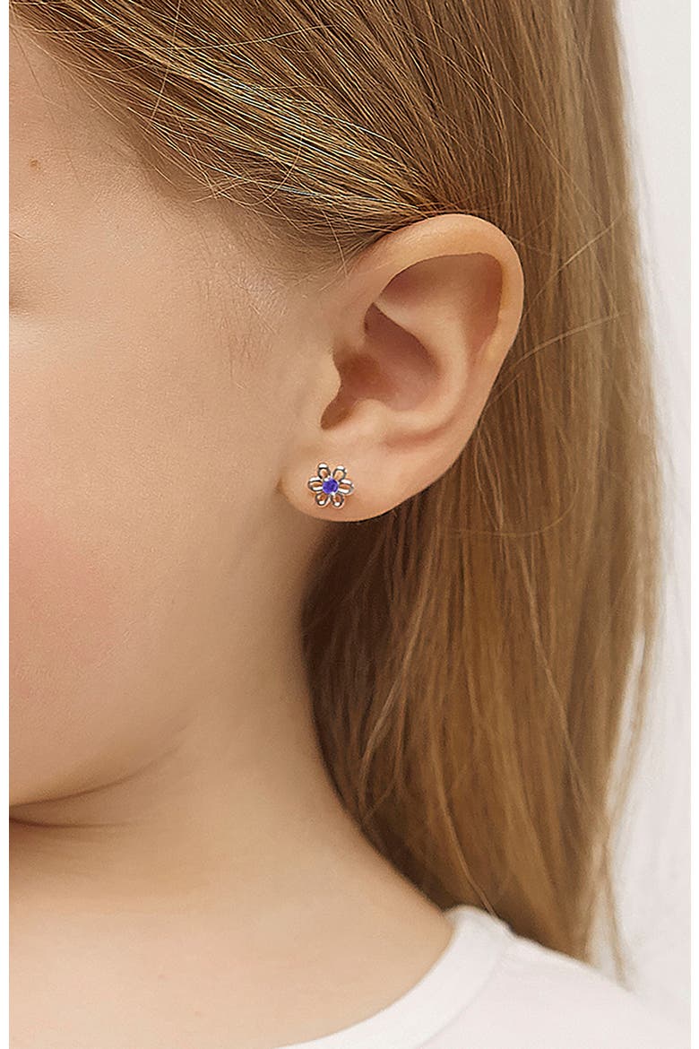 Spring Cubic Zirconia Flower Earrings, Alternate, color, Purple