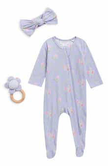 Kids' Cottage Floral Footie, Headband & Rattle Set