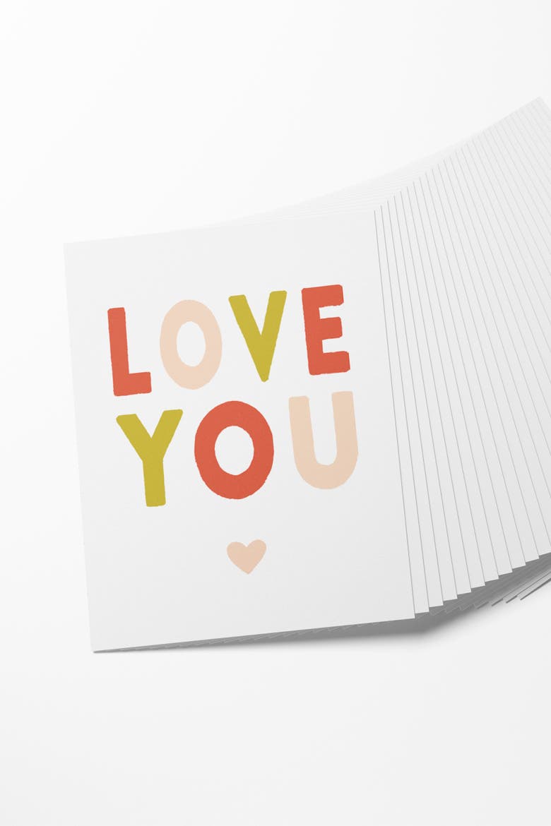LOVE YOU Mini Valentines Set of 8, Alternate, color, Coral, Gold, Blush Pink, White