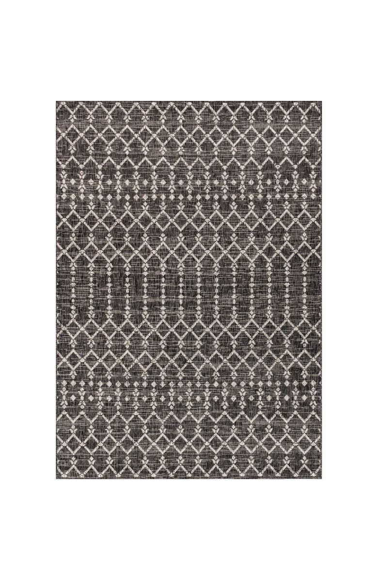 JONATHAN Y Ourika Moroccan Geometric Textured Weave Indoor/Outdoor Area Rug, Main, color, Black/Gray