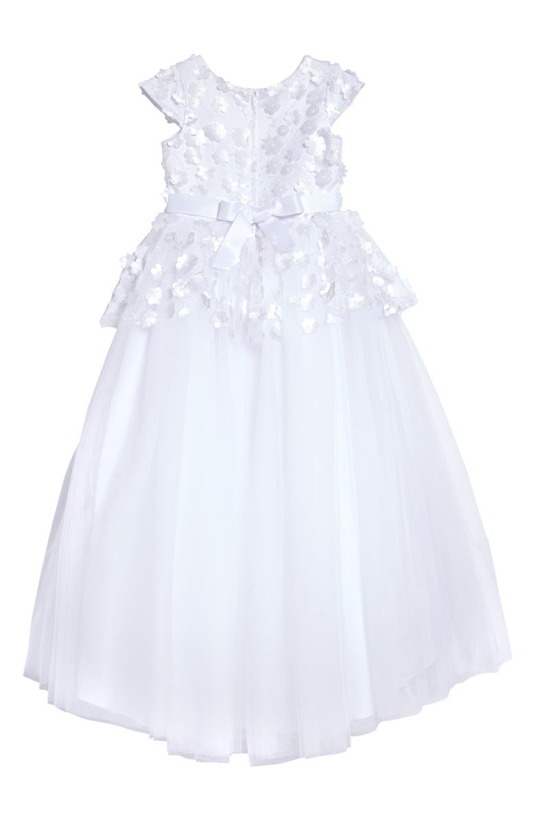 Us Angels Floral Embellished High/Low Tulle First Communion Dress, Alternate, color, 