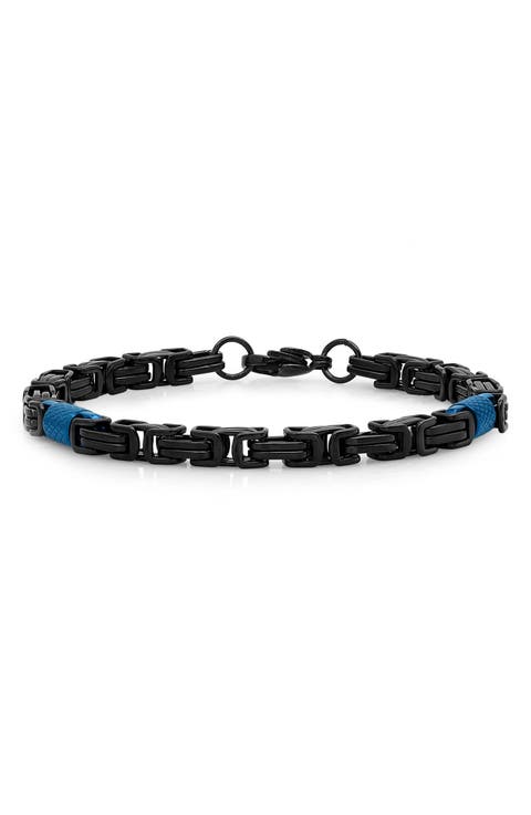 Men's Two Tone Byzantine Chain Bracelet