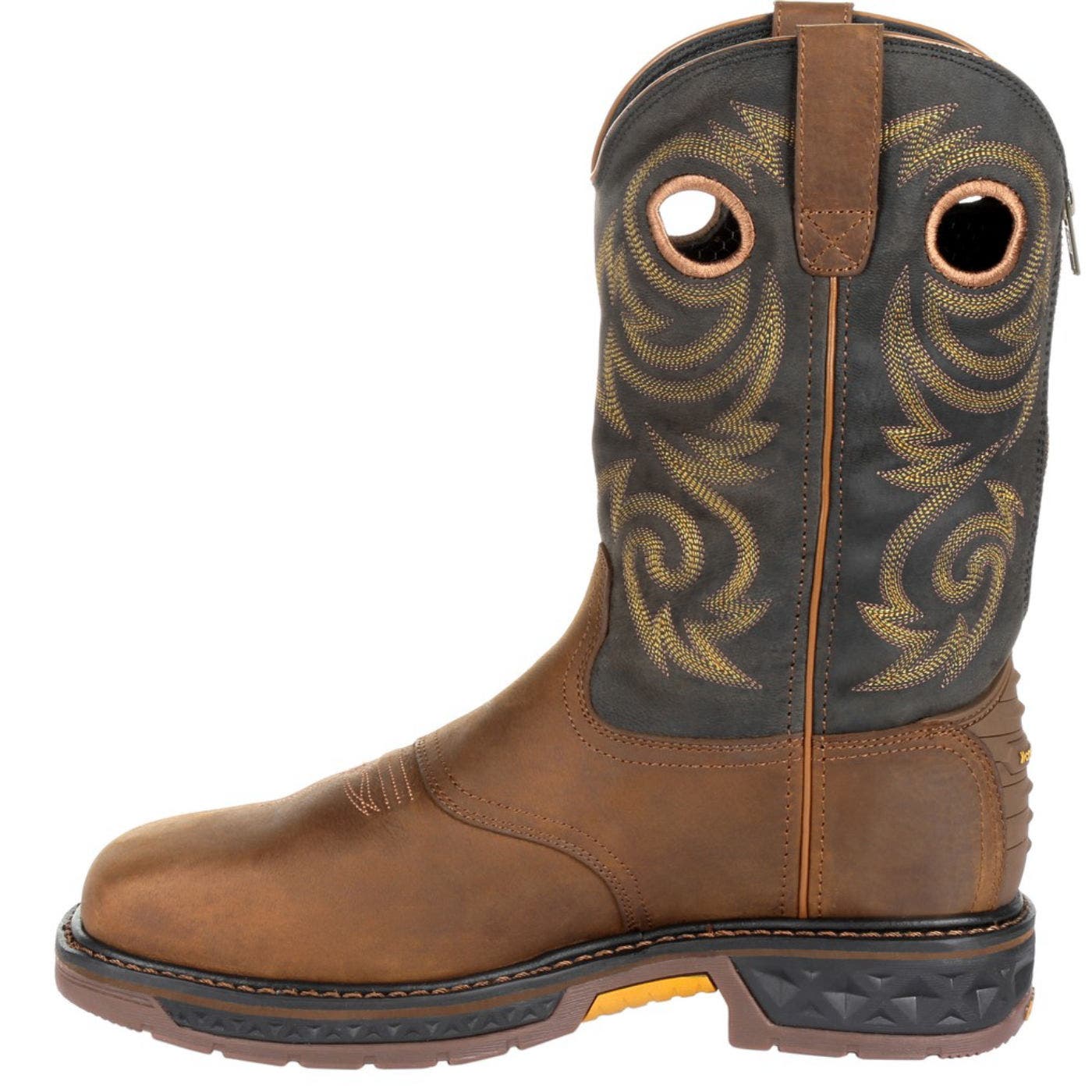 Carbotec Lt Steel Toe Waterproof Pull On Work Boot, Alternate, color, BLACK AND BROWN