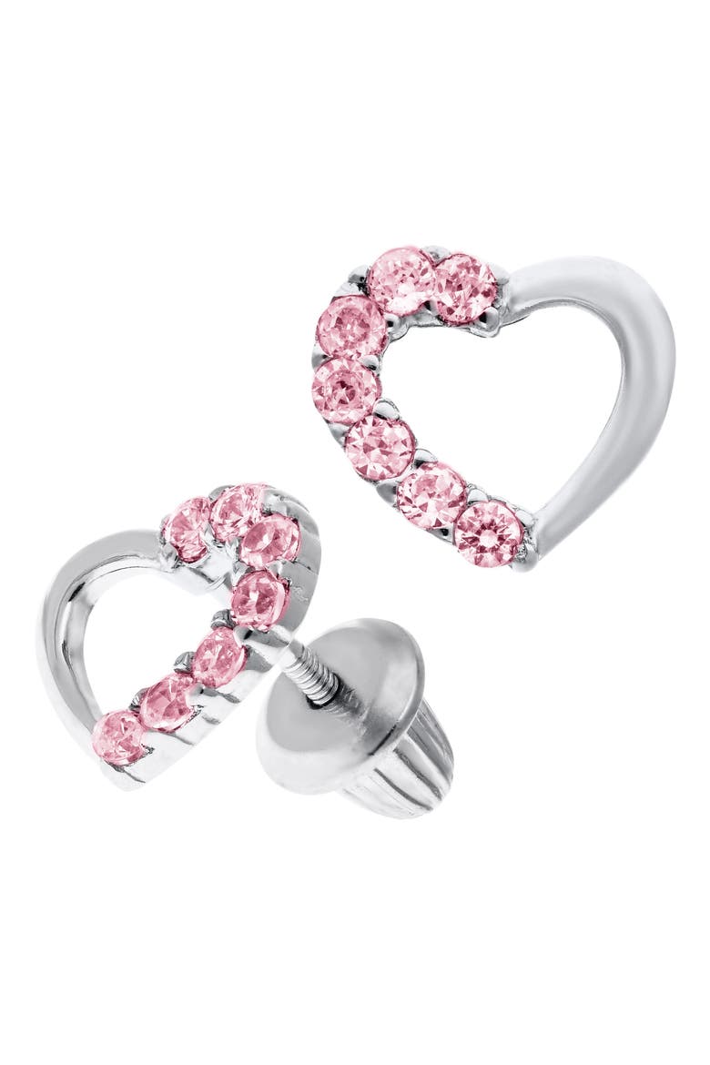 Open Heart Sterling Silver & Cubic Zirconia Earrings, Alternate, color, SILVER