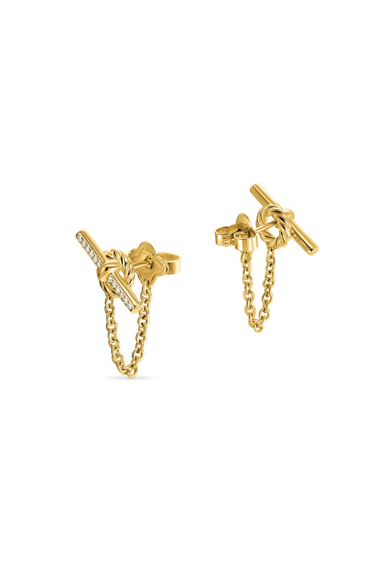 Mercer® Petite Toggle Stud Earrings in 18K Yellow Gold with Diamonds, 38.2mm, Alternate, color, DIAMOND/ GOLD