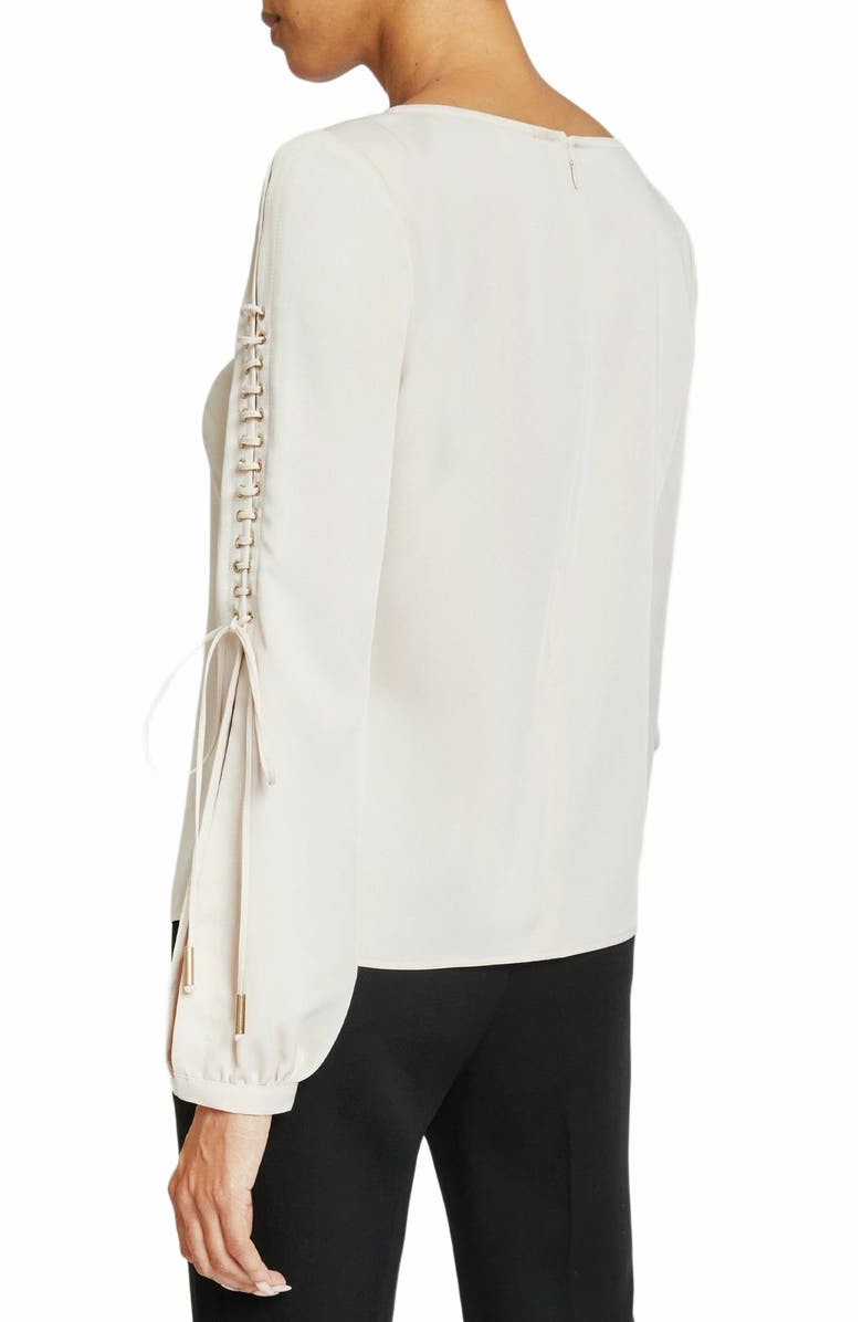 Santorelli Livi Long Sleeve Top with Grommet Detail in Smooth Crepe, Alternate, color, 