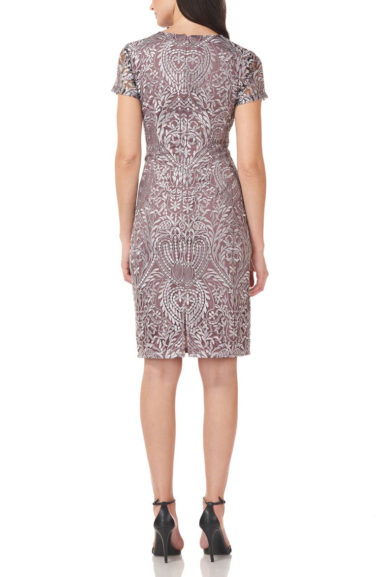 Soutache Embroidery Sheath Cocktail Dress, Alternate, color, MINK
