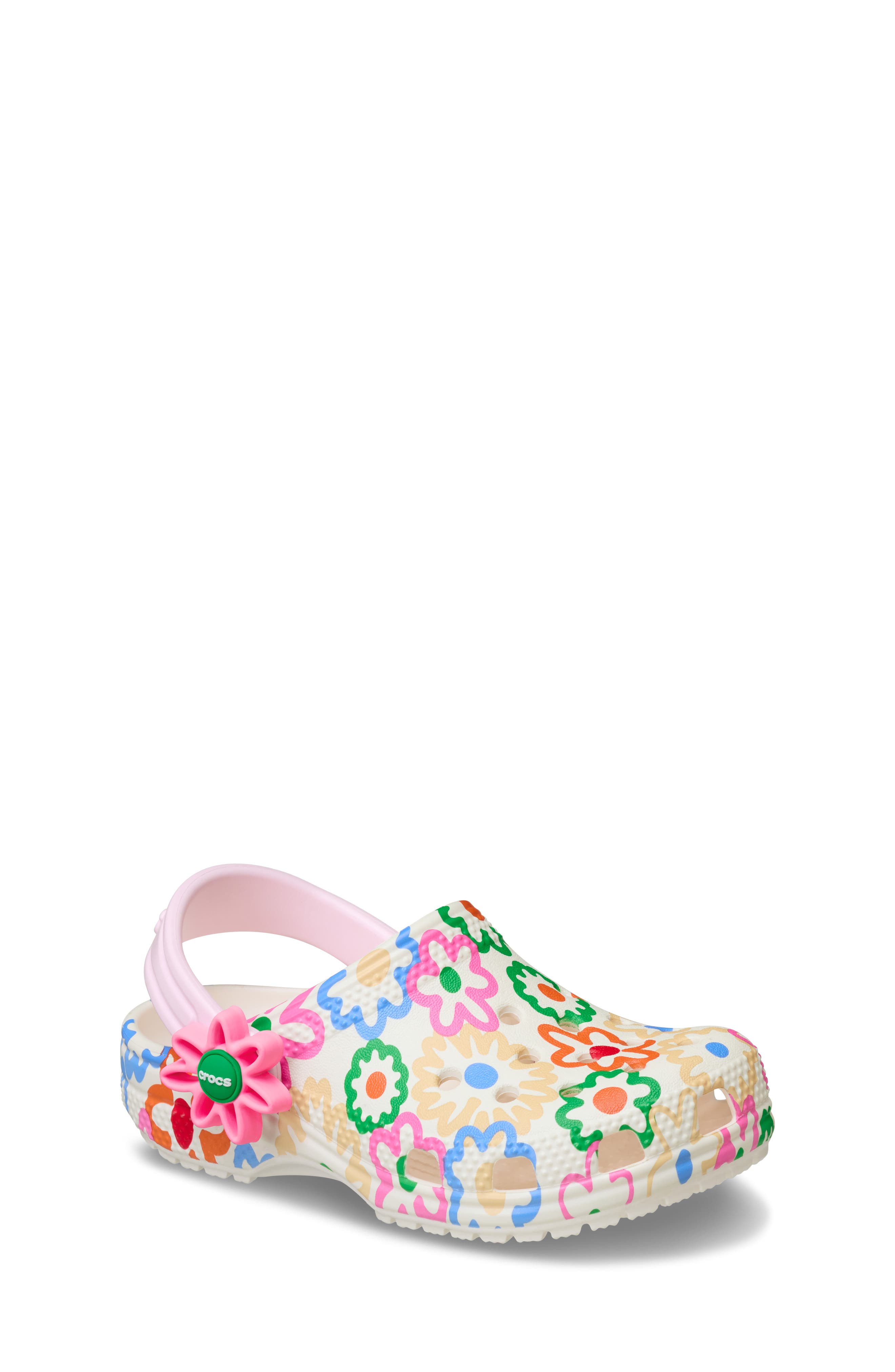 Kids' Classic Retro Flower Clog, Main, color, CHALK MULTI
