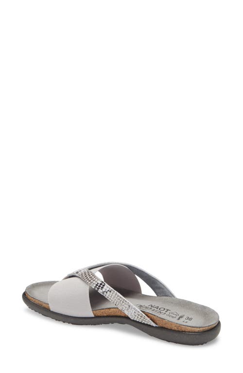 Naot Penelope Flip Flop In Grey Cobra Print Leather