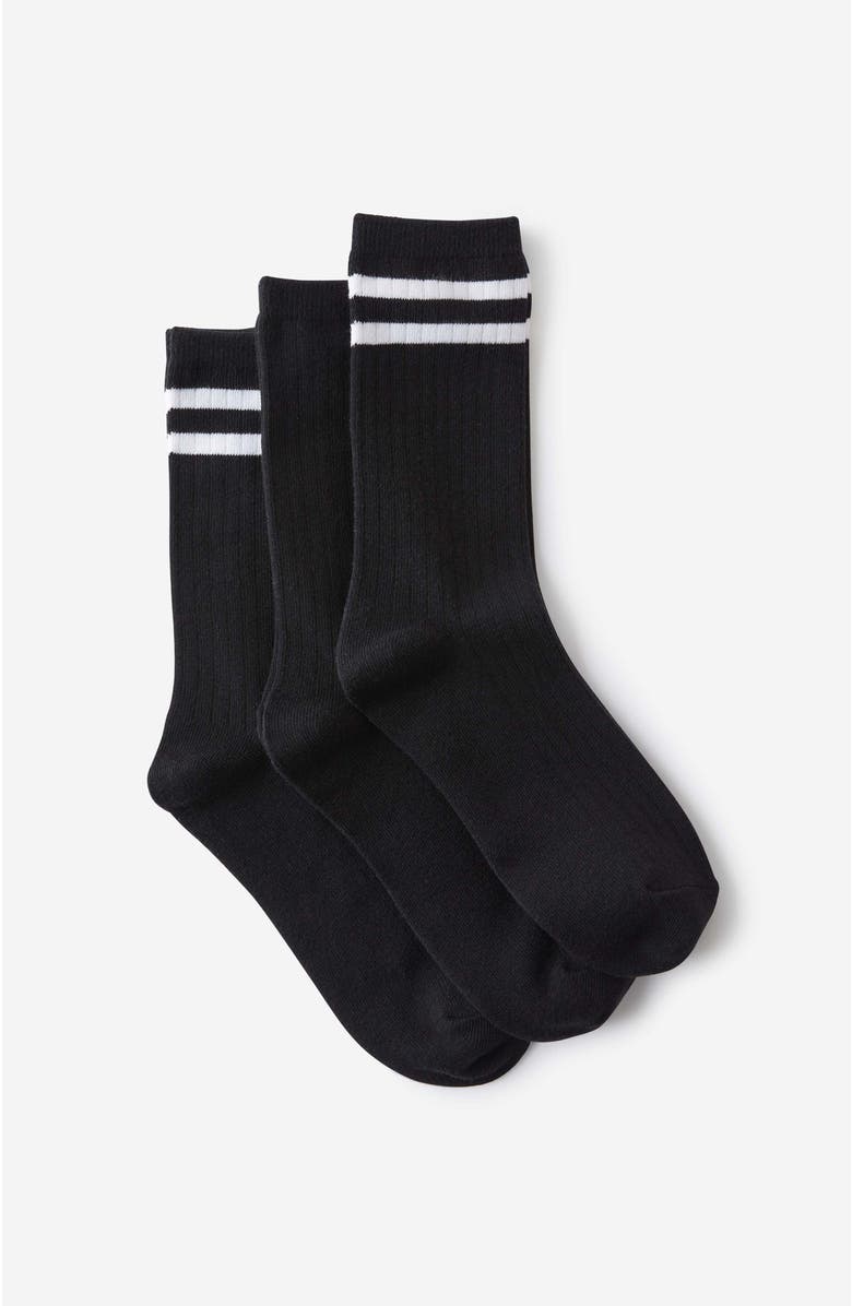 COTTON ON BODY Women's Active Body Crew Socks 3Pk, Alternate, color, Black White Stripe