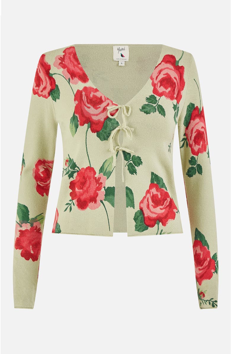 Yumi Long Sleeve V-Neck Tie Front Cardigan, Alternate, color, Green