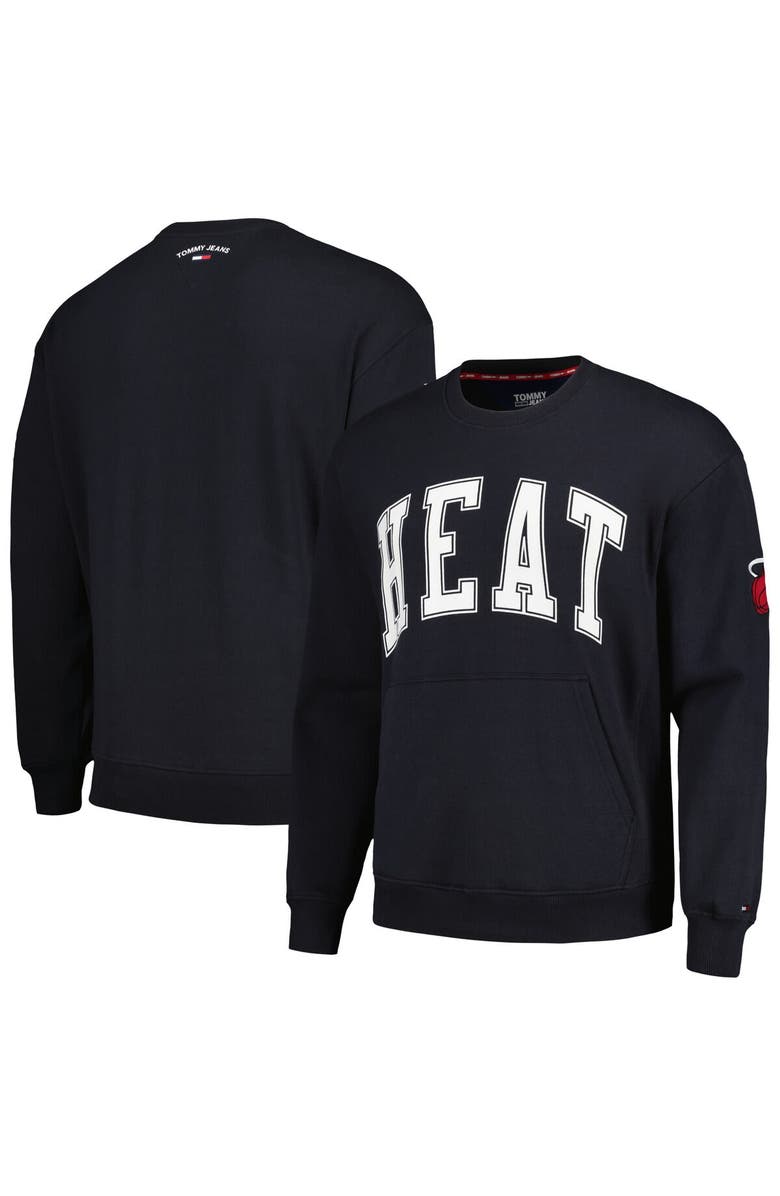 TOMMY JEANS Men's Tommy Jeans Black Miami Heat Henry Pullover Sweatshirt, Alternate, color, Black