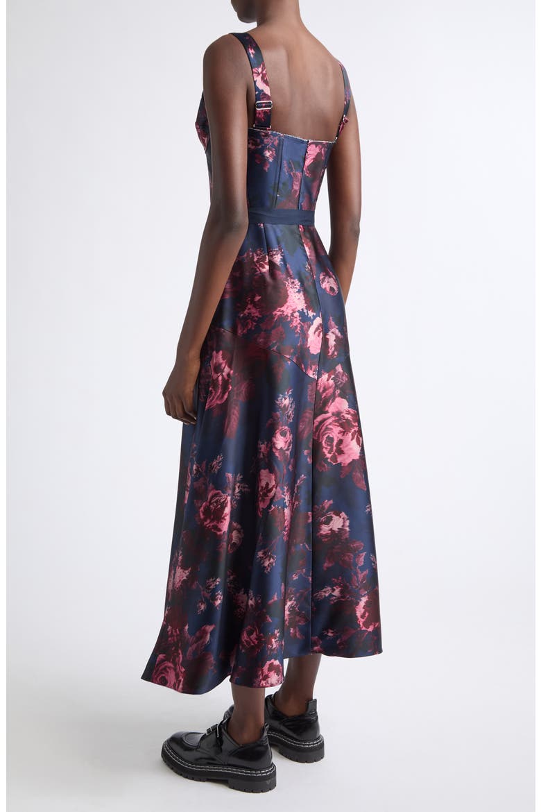 Floral Duchesse Satin Corset Dress, Alternate, color, FONTEYN ROSE INK