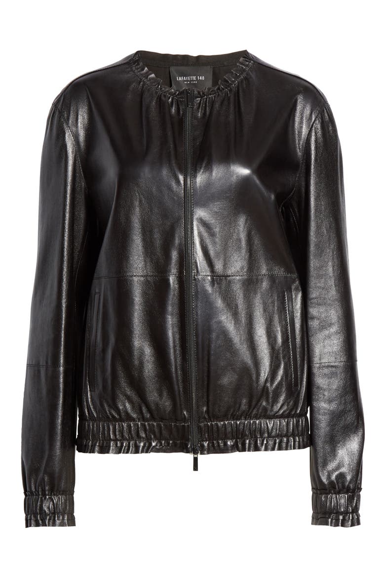 Rylan Leather Jacket, Alternate, color, BLACK