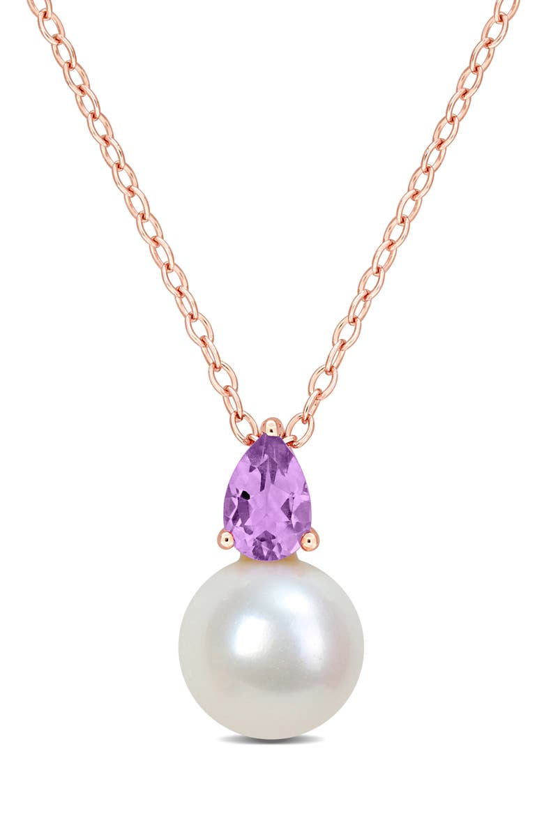 Amethyst & Freshwater Pearl Pendant Necklace, Main, color, PURPLE