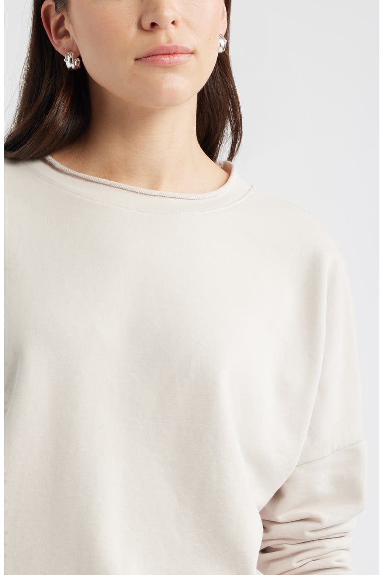 Roll Crewneck Terry Sweatshirt, Alternate, color, BEIGE MORN