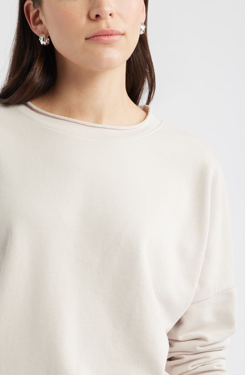 Caslon<sup>®</sup> Roll Crewneck Terry Sweatshirt, Alternate, color, Beige Morn