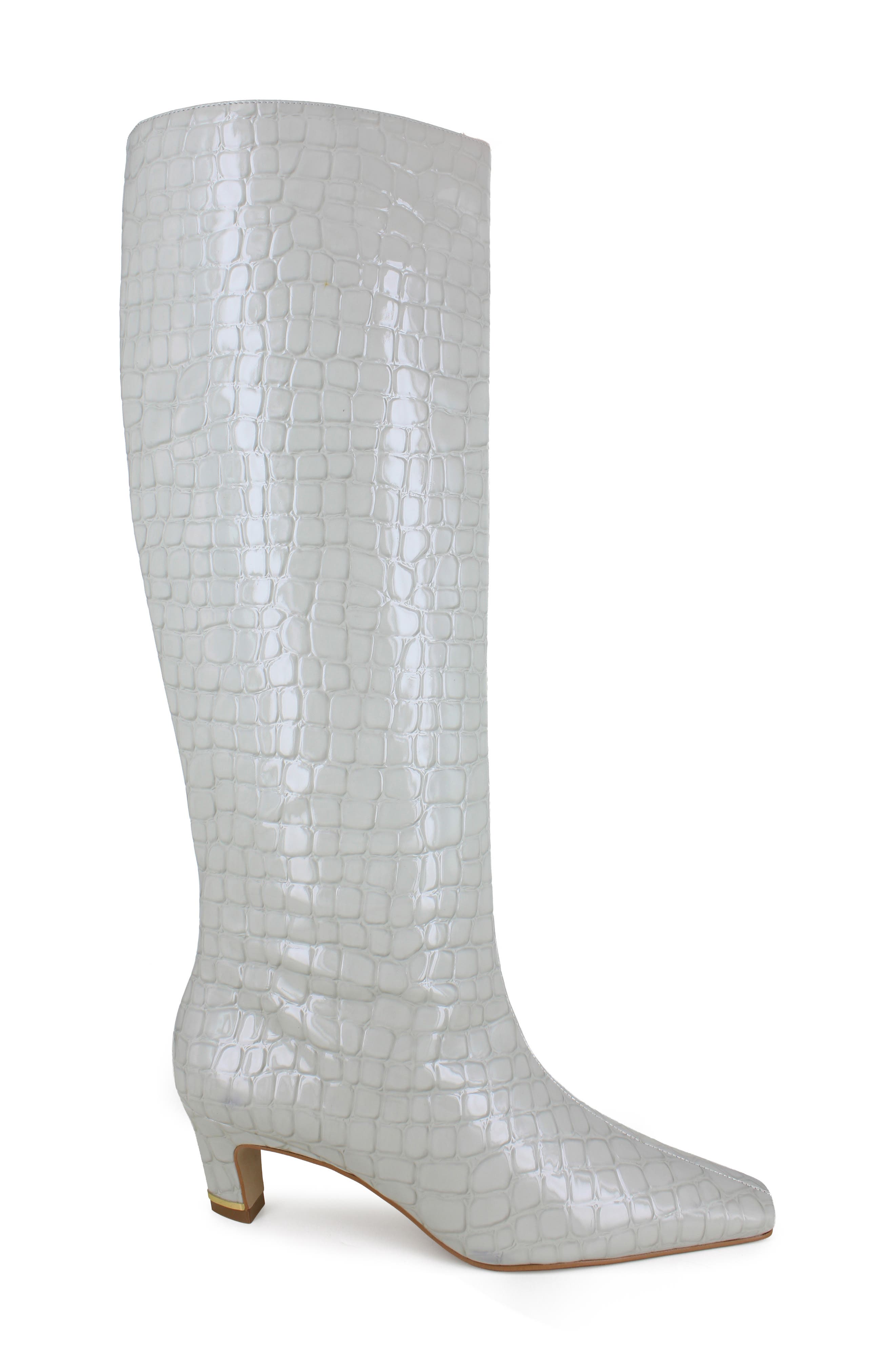 Kenneth Cole Rubia Pointed Toe Boot, Alternate, color, Light Grey Croco
