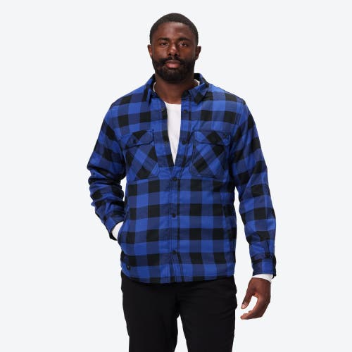 Mobile Warming 3 Season Flannel Heated Shirt Jacket In Blue