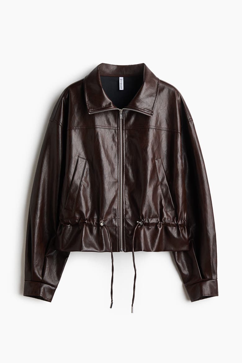 Coated Jacket With Stand-Up Collar, Alternate, color, Dark brown