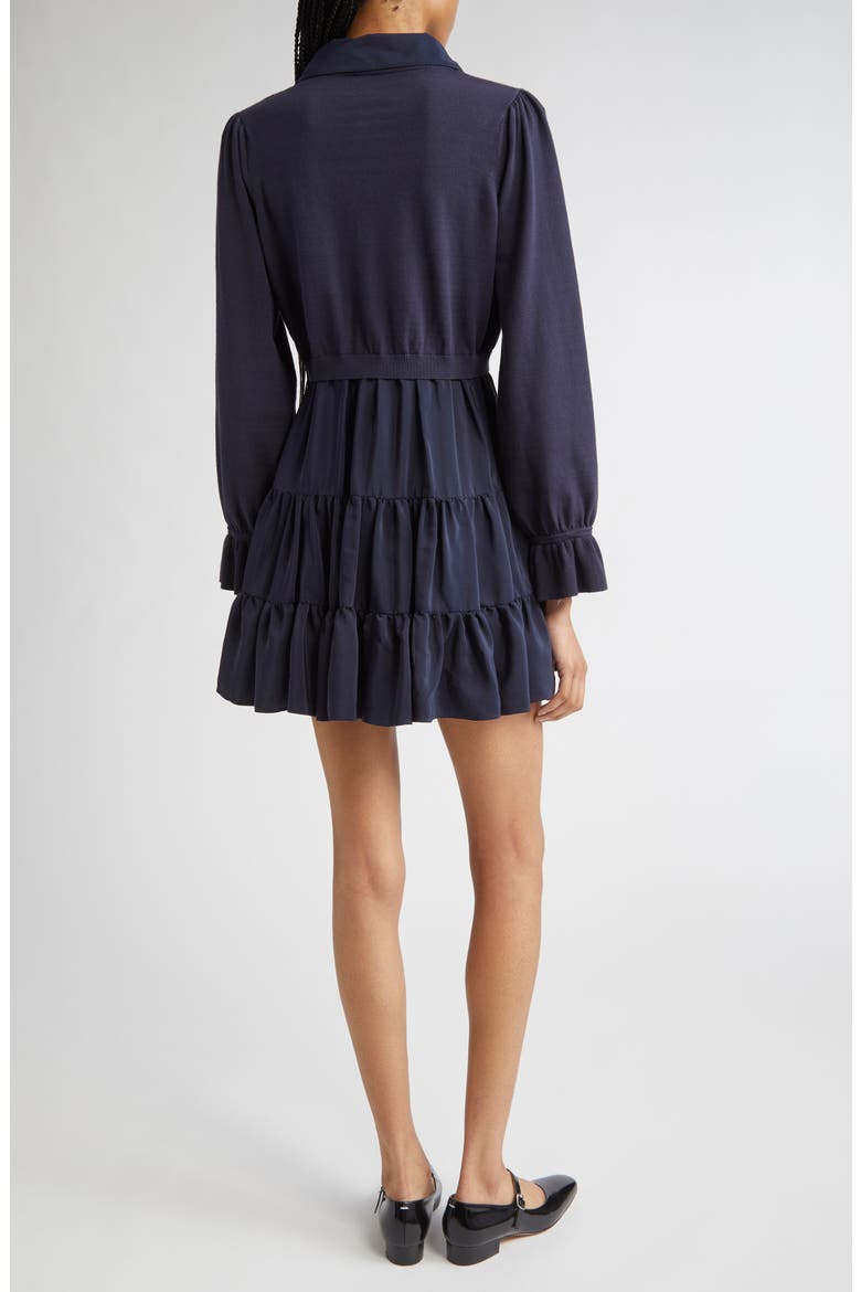Luciana Long Sleeve Tiered Shirtdress, Alternate, color, NAVY
