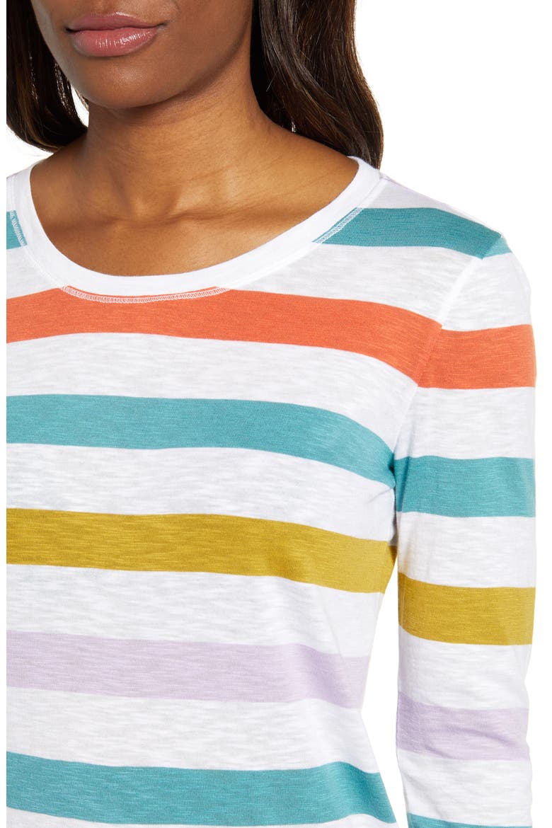 Long Sleeve Crewneck T-Shirt, Alternate, color, WHITE TEAL RAE STRIPE