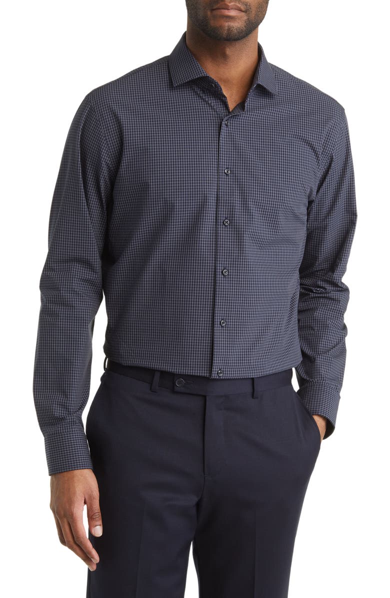 Nordstrom Men's Tech-Smart Trim Fit Stretch Check Cotton Blend Dress Shirt, Main, color, 