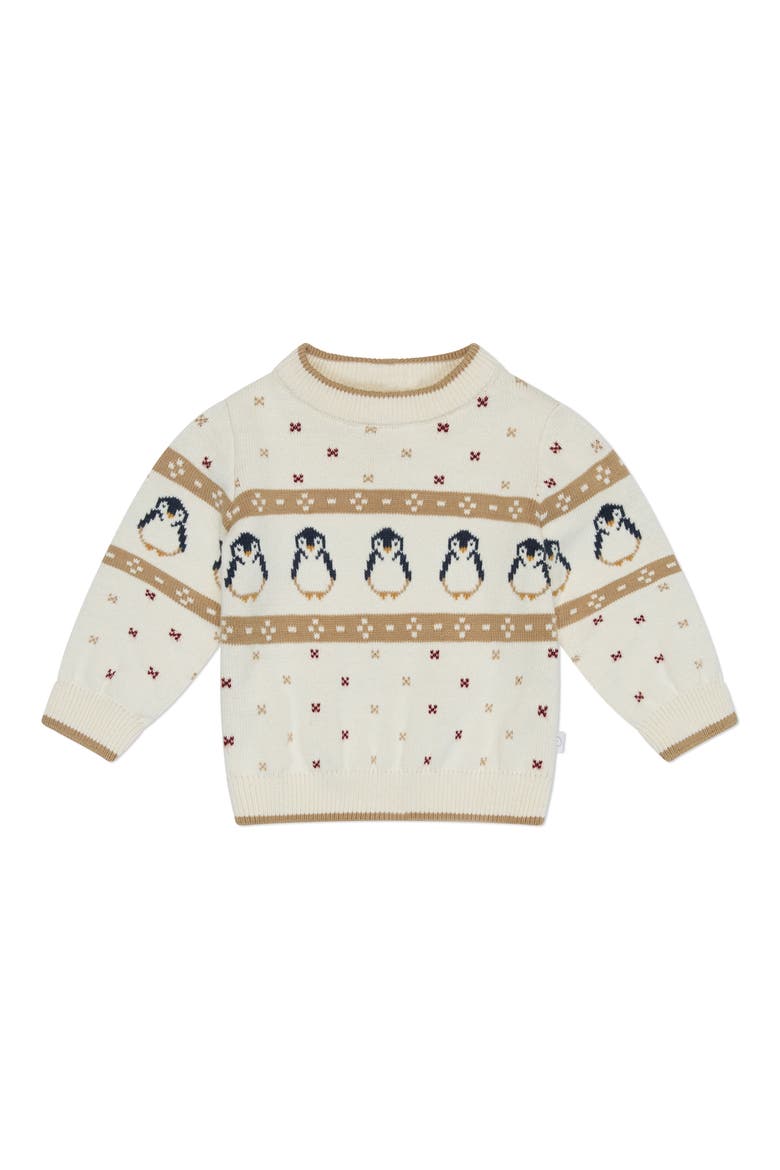 Penguin Fair Isle Organic Cotton Sweater, Main, color, CREAM