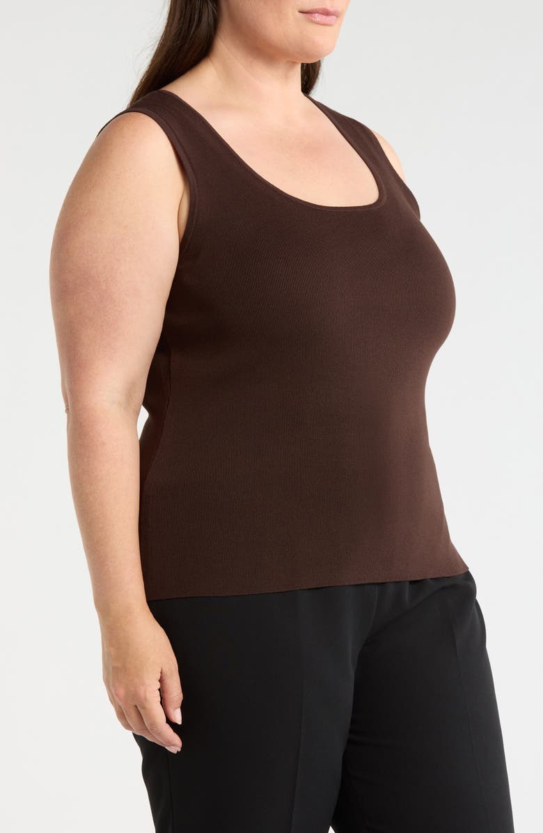 Tahari ASL Scoop Neck Sweater Tank, Alternate, color, Espresso
