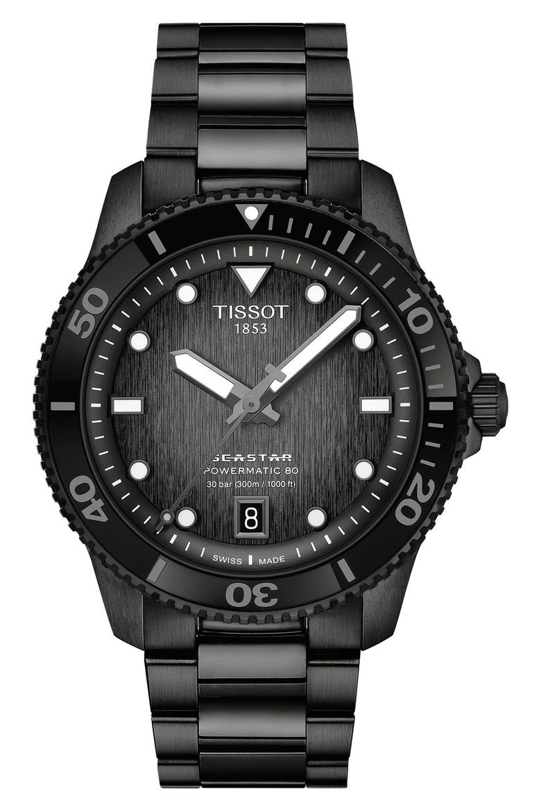 Seastar 1000 Powermatic 80 Bracelet Watch, 40mm, Main, color, BLACK