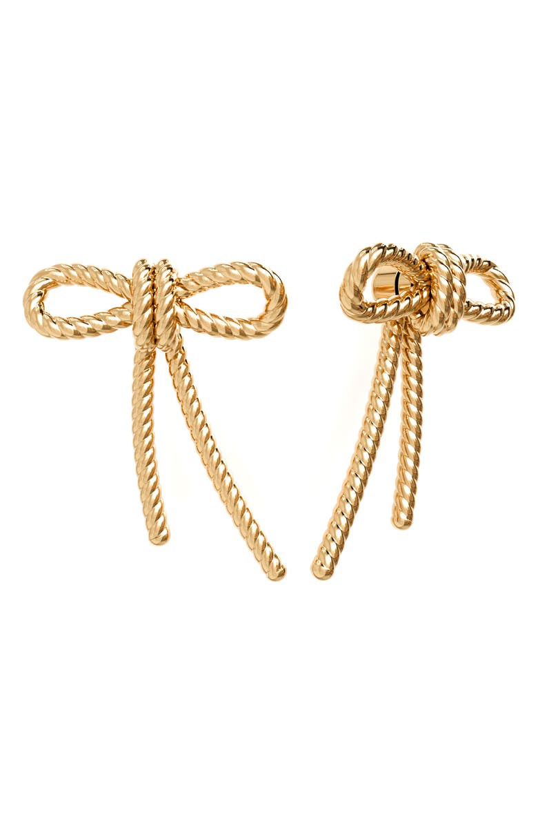 GABI RIELLE Rope Textured Bow Stud Earrings, Main, color, Gold