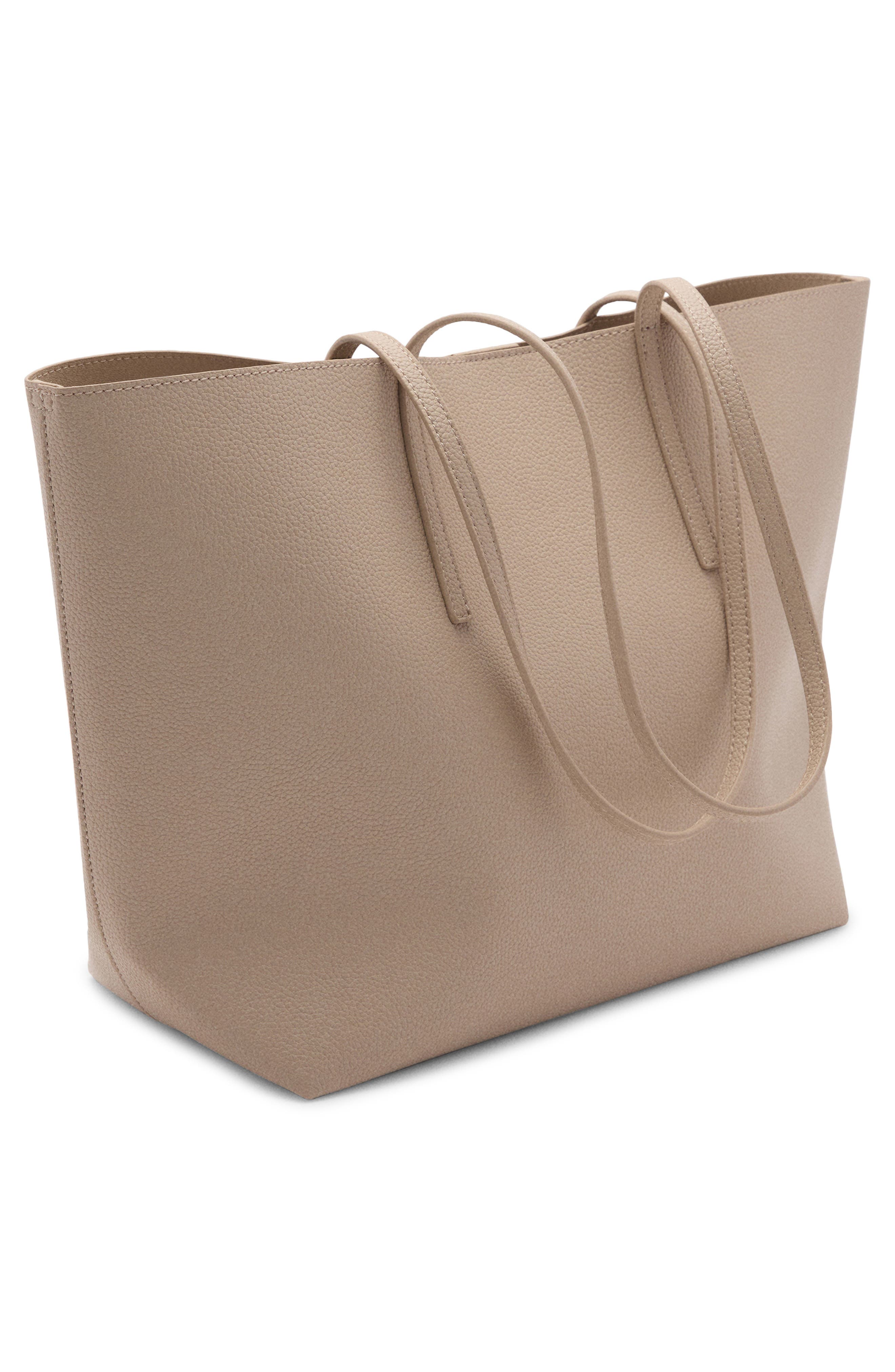 MANGO Pebble Faux Leather Shopper Bag, Alternate, color, Medium Brown