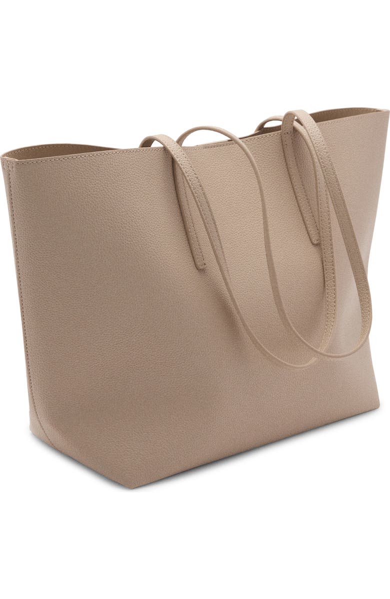 MANGO Pebble Faux Leather Shopper Bag, Alternate, color, Medium Brown