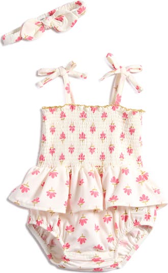Smocked Bubble Bodysuit & Headband Set