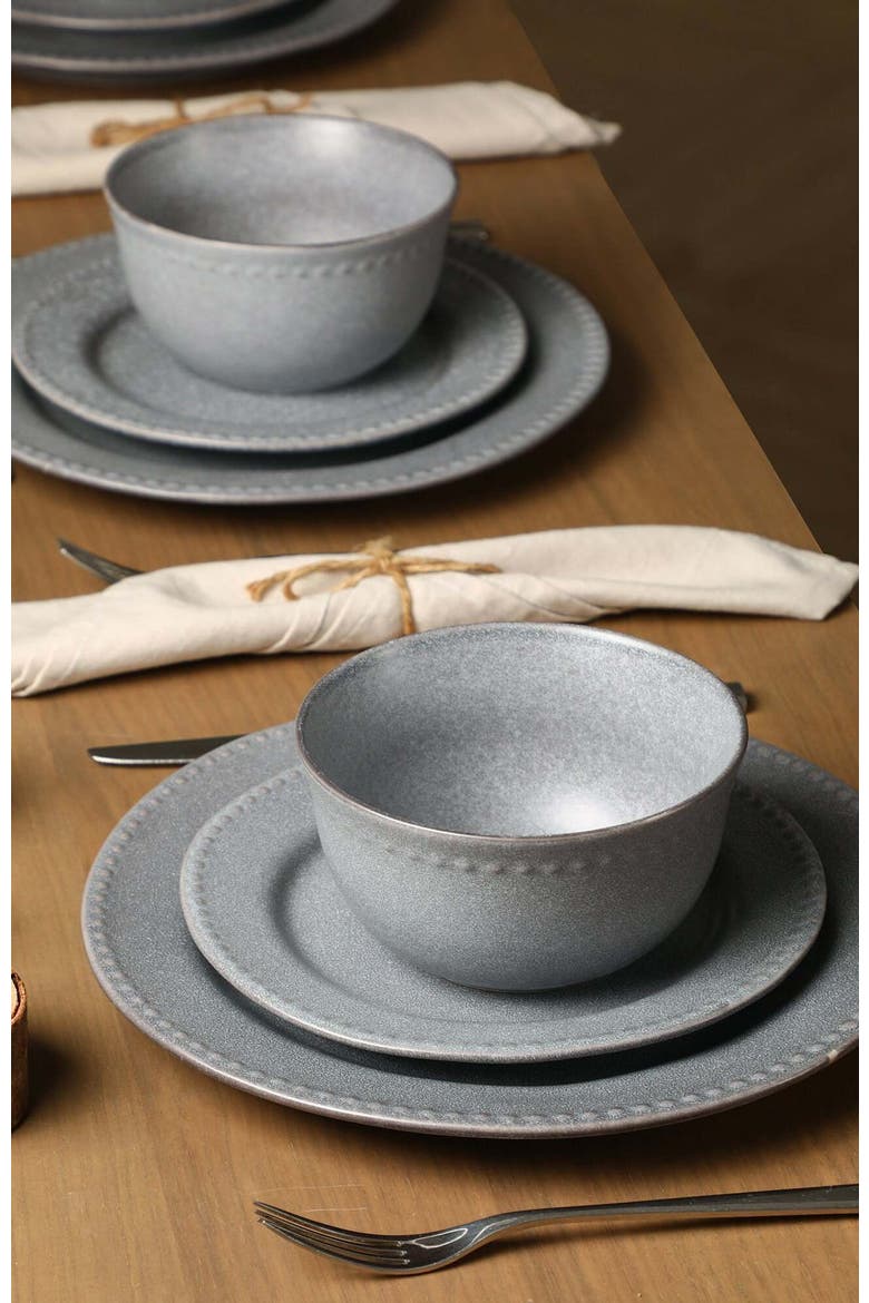 Comet Stoneware 12-Piece Dinnerware Set, Alternate, color, Grey