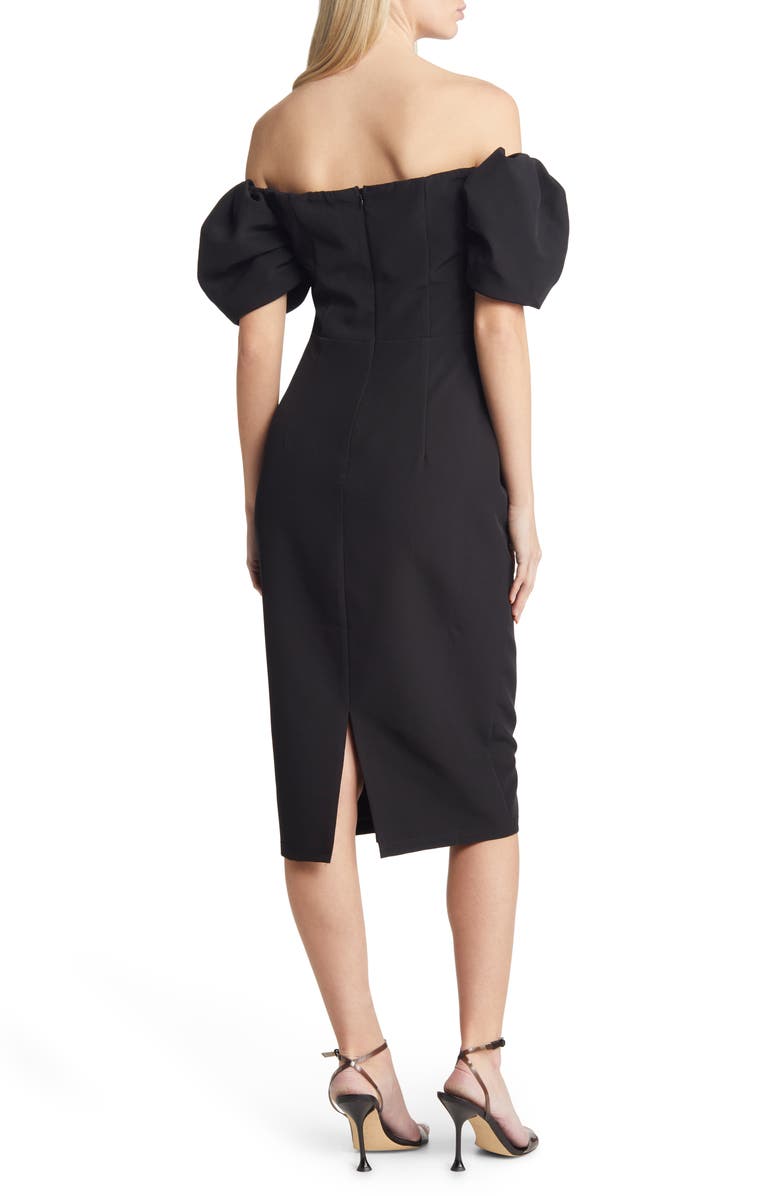 Lulus Lucky Number Off the Shoulder Puff Sleeve Midi Dress, Alternate, color,