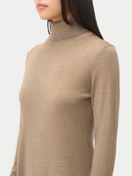 Gobi Mongolian Cashmere Wardrobe Essential Cashmere-silk T-neck Sweater In Brown
