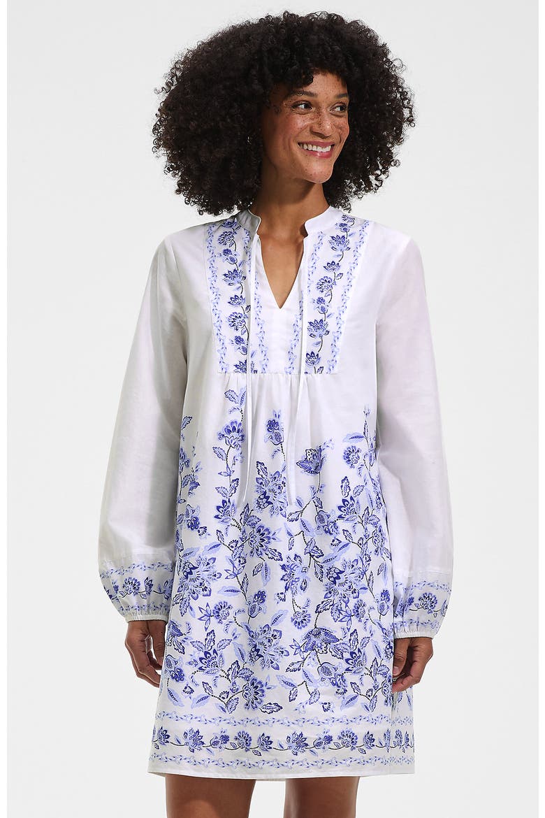 Voile Tie Neck Dress, Main, color, White/Blue Vintage Floral