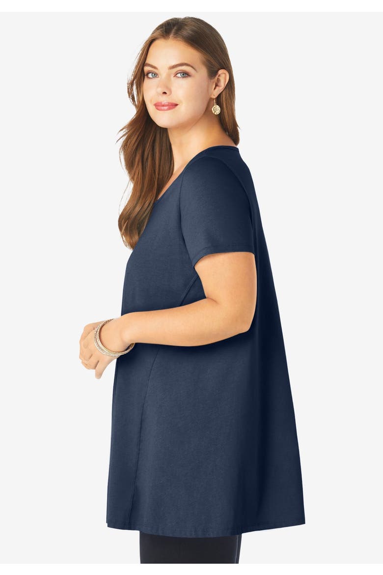 Plus Size Cotton Ultimate Scoopneck Swing Tunic, Alternate, color, NAVY