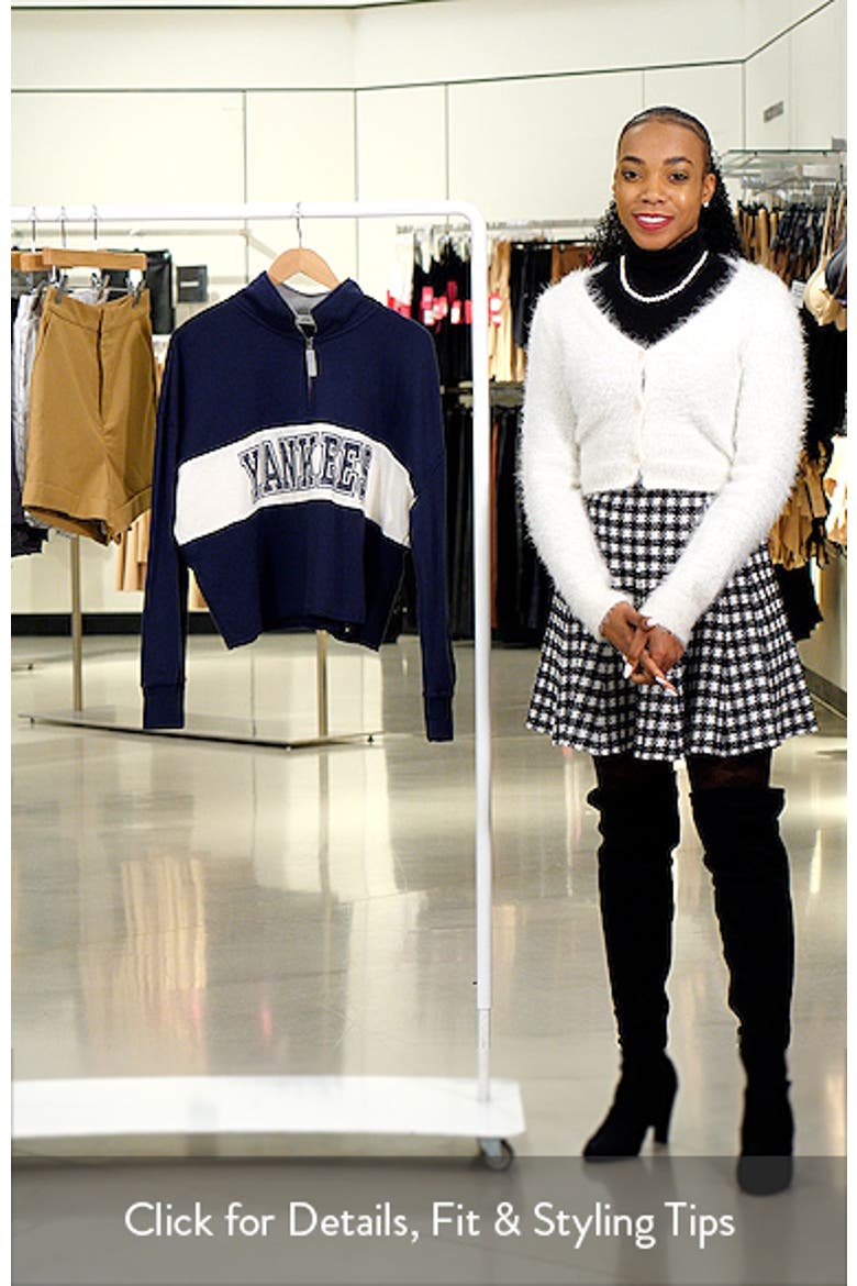 Women's '47 Navy New York Yankees Remi Quarter-Zip Cropped Top video