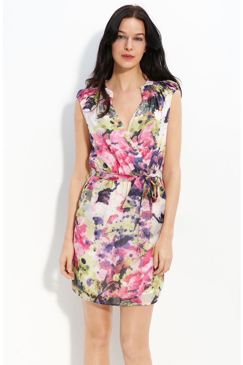 Faux Wrap Woven Dress, Main, color, GARLAND