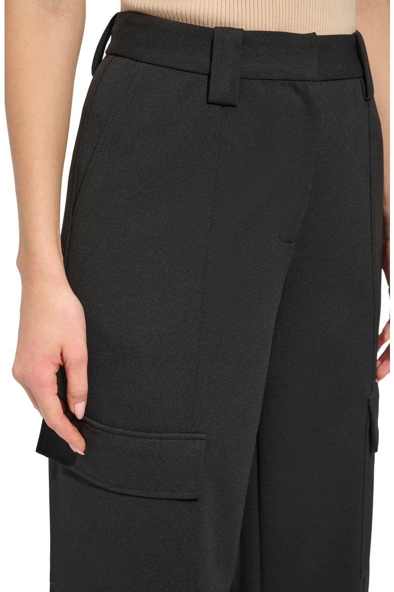 Straight Leg Crepe Cargo Pants, Alternate, color, BLACK