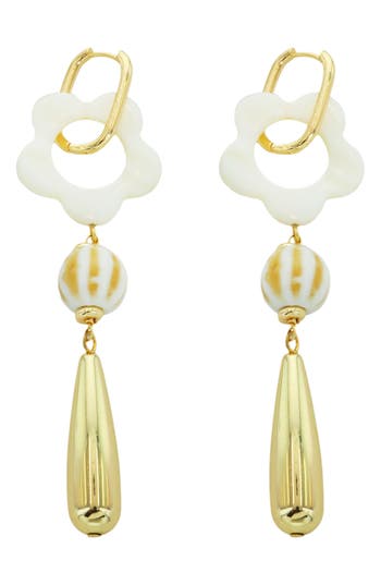 Panacea Clover Teardrop Earrings In White