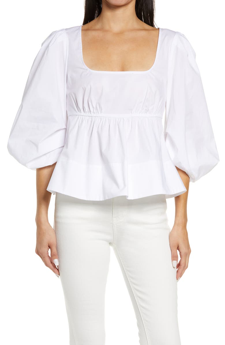 STAUD Sophie Stretch Cotton Blouse, Main, color, 
