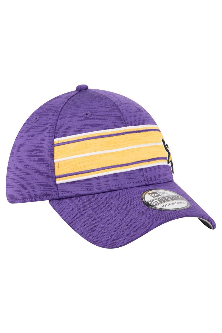 Men's New Era  Purple Minnesota Vikings Stripes 39THIRTY Flex Hat, Alternate, color, Purple