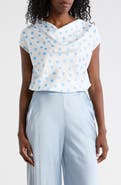 Renee C Cowl Neck Cap Sleeve Satin Top